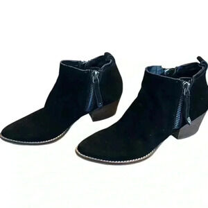 Dolce Vita ‘Saira’ Black Suede Dual Zipper Pointy Toe Ankle Boots Size 7